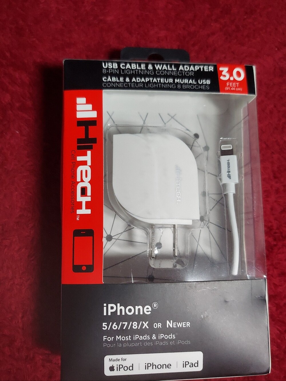 NEW Hi Tech USB & Wall Adapter 8-Pin Lightening Connector For 5/6/7/8/X Or Newer